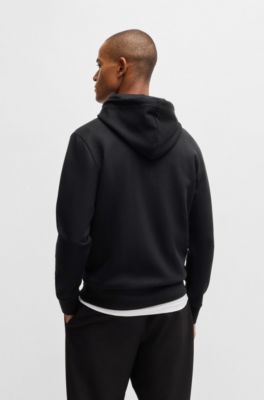 BOSS - Stretch-cotton hoodie with layered logo - Black