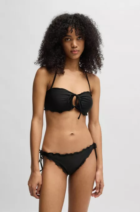 Ruffle-edge bikini top with cut-out detail