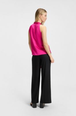 Haut sans manches en satin avec lavalli&egrave;re, Rose