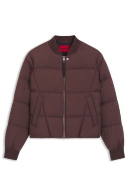 Chaqueta acolchada repelente al agua de estilo bomber, Marr&oacute;n oscuro