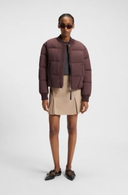 Chaqueta acolchada repelente al agua de estilo bomber, Marr&oacute;n oscuro