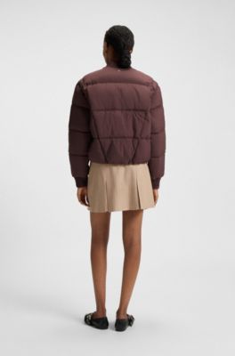 Chaqueta acolchada repelente al agua de estilo bomber, Marr&oacute;n oscuro