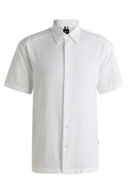 Relaxed-fit shirt waffle-structured cotton
