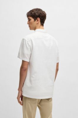 Relaxed-fit shirt waffle-structured cotton