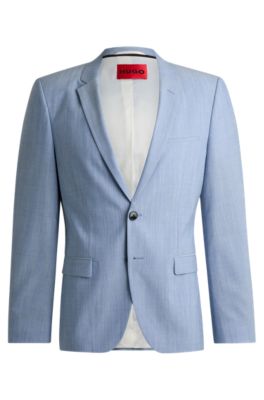 Extra-slim-fit blazer in a melange wool blend, Light Blue