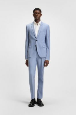 Extra-slim-fit blazer in a melange wool blend, Light Blue