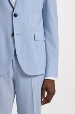 Extra-slim-fit blazer in a melange wool blend, Light Blue