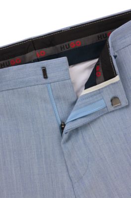 Pantalones extra slim fit de mezcla de lana jaspeada, Celeste