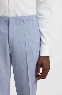 Pantalones extra slim fit de mezcla de lana jaspeada, Celeste