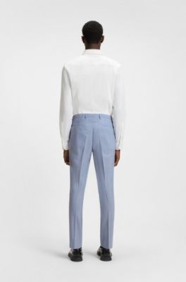 Pantalones extra slim fit de mezcla de lana jaspeada, Celeste