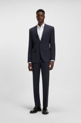 Extra-slim-fit trousers in a wool blend, Dark Blue