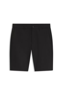 Shorts slim fit de tejido el&aacute;stico repelente al agua, Negro