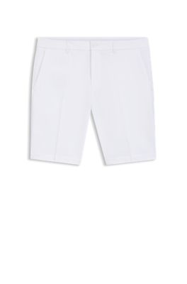 Short Slim en tissu stretch d&eacute;perlant, Blanc