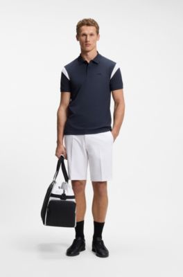 Shorts slim fit de tejido el&aacute;stico repelente al agua, Blanco