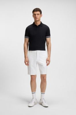 Short Slim en tissu stretch d&eacute;perlant, Blanc