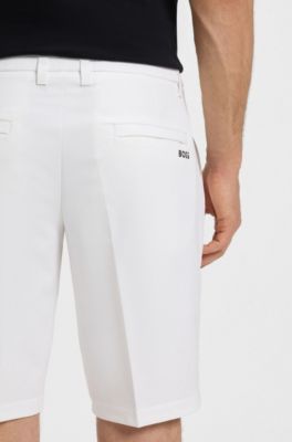 Short Slim en tissu stretch d&eacute;perlant, Blanc
