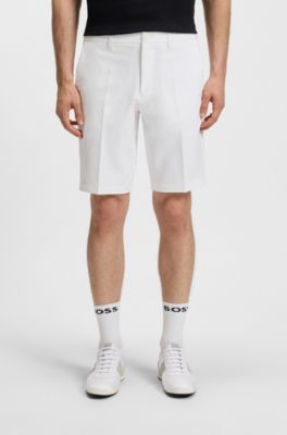 Short Slim en tissu stretch d&eacute;perlant, Blanc