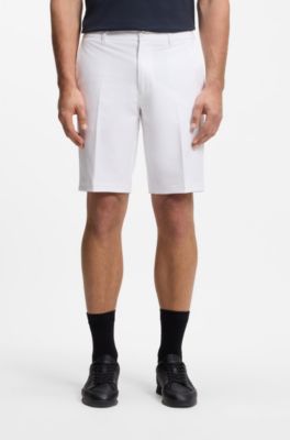 Short Slim en tissu stretch d&eacute;perlant, Blanc