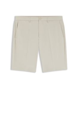 Short Slim en tissu stretch d&eacute;perlant, Beige clair