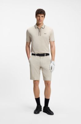 Shorts slim fit de tejido el&aacute;stico repelente al agua, Beige claro