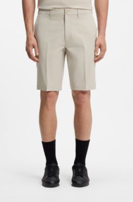 Short Slim en tissu stretch d&eacute;perlant, Beige clair