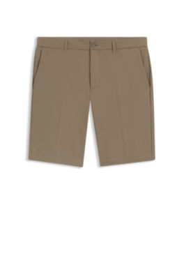 Short Slim en tissu stretch d&eacute;perlant, Chaux