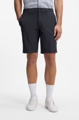 Short Slim en tissu stretch d&eacute;perlant, Bleu fonc&eacute;