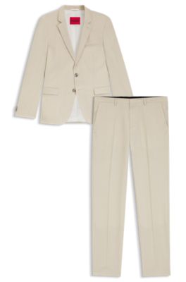 Melange extra-slim-fit suit in a wool blend, Light Beige