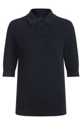 Pull structur&eacute; &agrave; col polo, Bleu fonc&eacute;