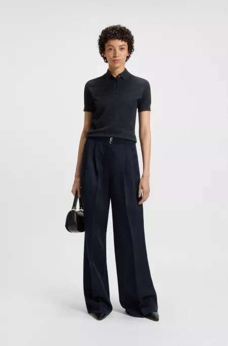 Structured sweater with polo collar