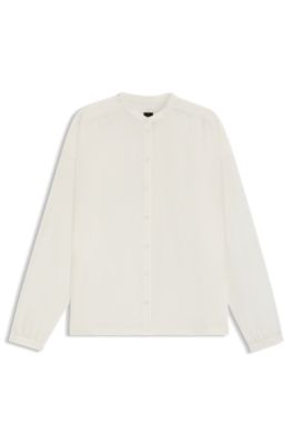 Relaxed-fit blouse in cotton muslin, White