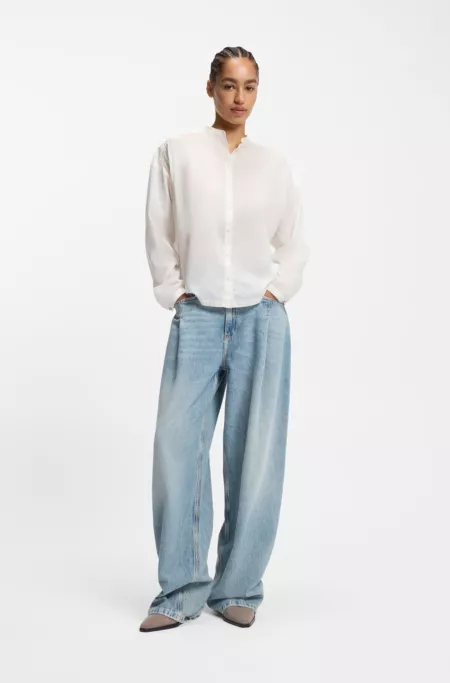 Relaxed-fit blouse in cotton muslin