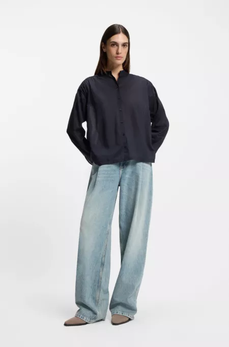 Relaxed-fit blouse in cotton muslin