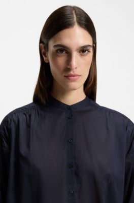 Blusa relaxed fit en voile de algod&oacute;n puro, Azul oscuro