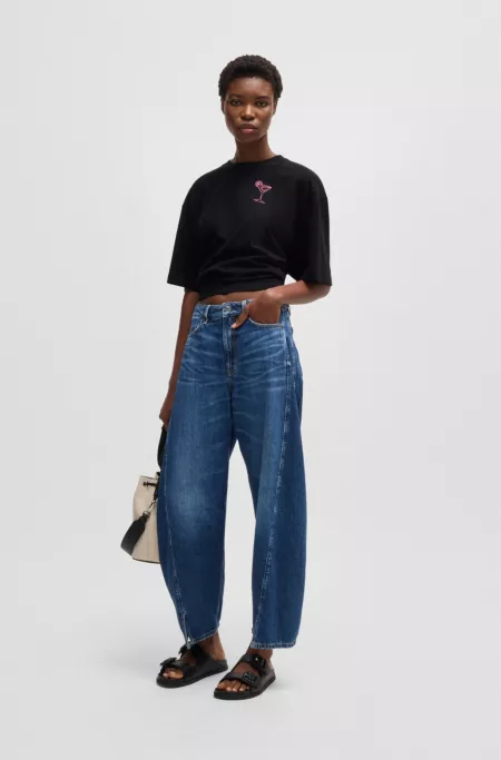 Oversize T-shirt in cotton jersey with logo artwork