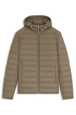 Down-filled jacket with water-repellent finish, Light Brown