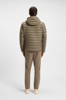 Down-filled jacket with water-repellent finish, Light Brown