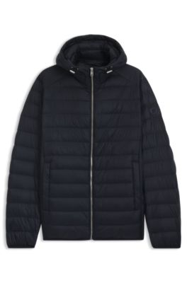 Chaqueta acolchada en tejido repelente al agua con relleno de plum&oacute;n, Azul oscuro