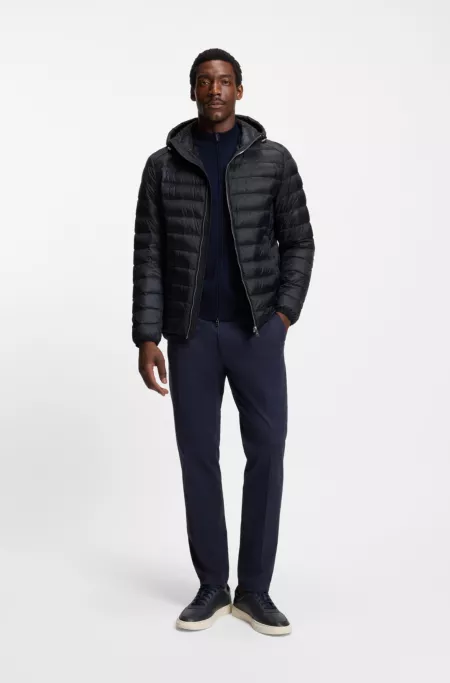 Down-filled jacket with water-repellent finish