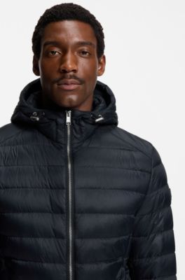 Chaqueta acolchada en tejido repelente al agua con relleno de plum&oacute;n, Azul oscuro