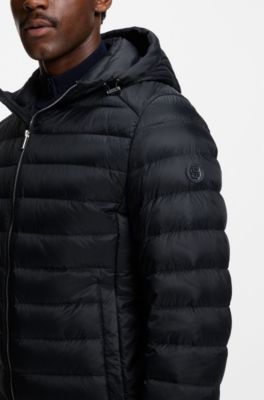 Chaqueta acolchada en tejido repelente al agua con relleno de plum&oacute;n, Azul oscuro