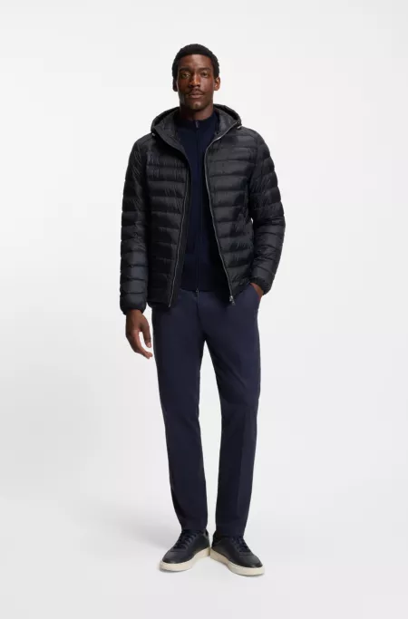 Down-filled jacket with water-repellent finish