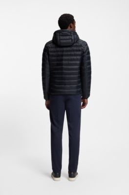 Chaqueta acolchada en tejido repelente al agua con relleno de plum&oacute;n, Azul oscuro