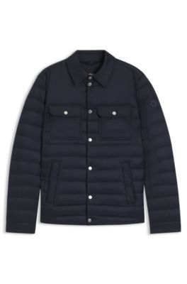 Doudoune d&eacute;perlante avec poches poitrine, Bleu fonc&eacute;