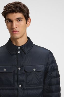 Chaqueta de plum&oacute;n repelente al agua con bolsillos en el pecho, Azul oscuro