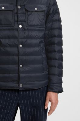 Chaqueta de plum&oacute;n repelente al agua con bolsillos en el pecho, Azul oscuro
