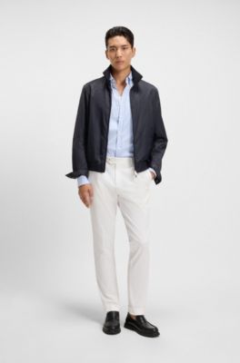 Veste d&eacute;perlante avec jacquard &agrave; monogramme, Bleu fonc&eacute;