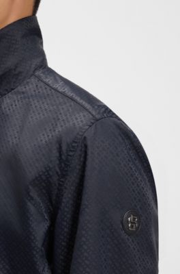 Cazadora repelente al agua con jacquard de monogramas, Azul oscuro