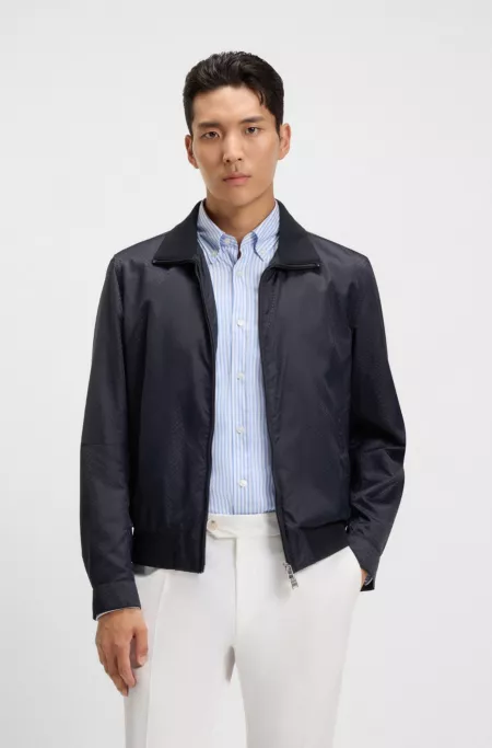 Monogram-jacquard jacket with water-repellent finish