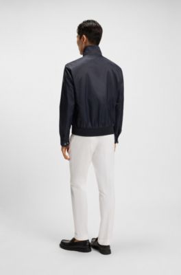 Veste d&eacute;perlante avec jacquard &agrave; monogramme, Bleu fonc&eacute;